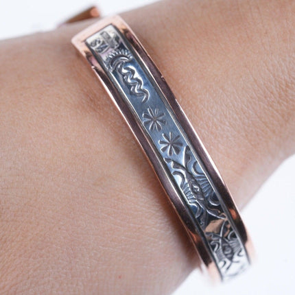 7.25" Randy Secatero Sterling/Copper Native American cuff bracelet - Estate Fresh Austin