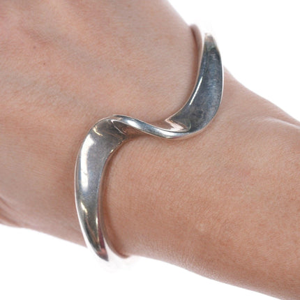 7.25" Ronnie Hurley Navajo thick twisted silver bracelet - Estate Fresh Austin