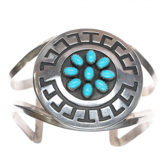 7.25" Rosco Scott Navajo sterling sleeping beauty turquoise cuff bracelet - Estate Fresh Austin
