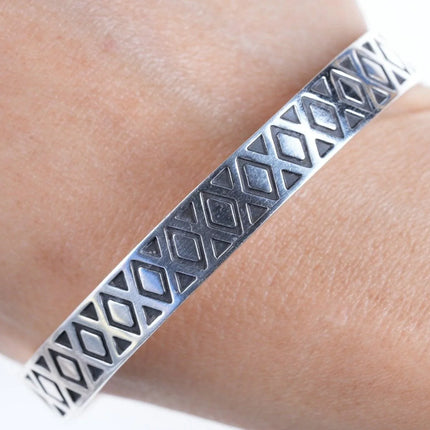 7.25" Southwestern style sterling cuff bracelet - Estate Fresh Austin