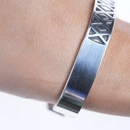 7.25" Southwestern style sterling cuff bracelet - Estate Fresh Austin