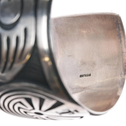 7.25" Tony Kyasyousie Hopi Overlay Man in the Maze Paw sterling cuff bracelet - Estate Fresh Austin