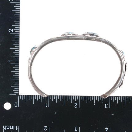 7.25" Vintage Morenci turquoise Native American sterling- turquoise cuff bracelet - Estate Fresh Austin