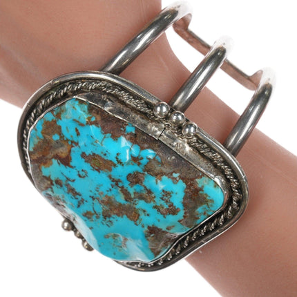 7.25" Vintage Navajo sterling and turquoise bracelet - Estate Fresh Austin