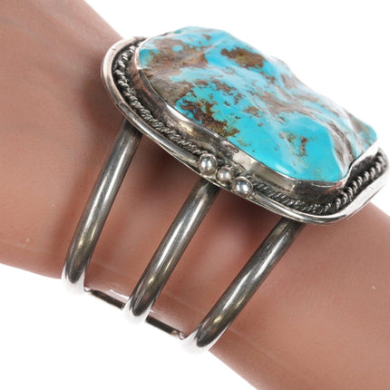 7.25" Vintage Navajo sterling and turquoise bracelet - Estate Fresh Austin