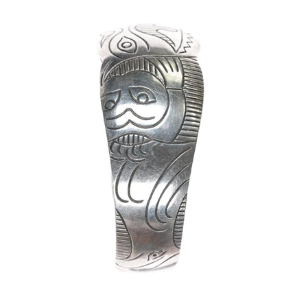 7.25" Vintage Northwest coast style sterling cuff bracelet - Estate Fresh Austin