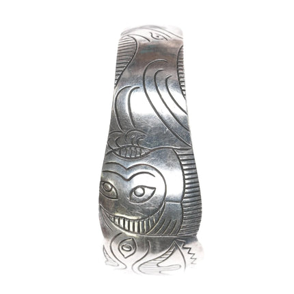 7.25" Vintage Northwest coast style sterling cuff bracelet - Estate Fresh Austin