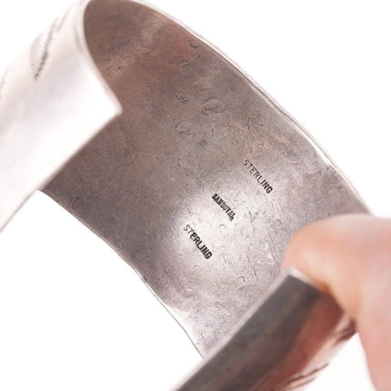 7.25" Vintage Sandoval Navajo Heavy stamped sterling bracelet - Estate Fresh Austin