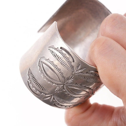 7.25" Vintage Sandoval Navajo Heavy stamped sterling bracelet - Estate Fresh Austin