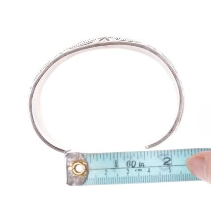 7.25" Vintage Sandoval Navajo Heavy stamped sterling bracelet - Estate Fresh Austin