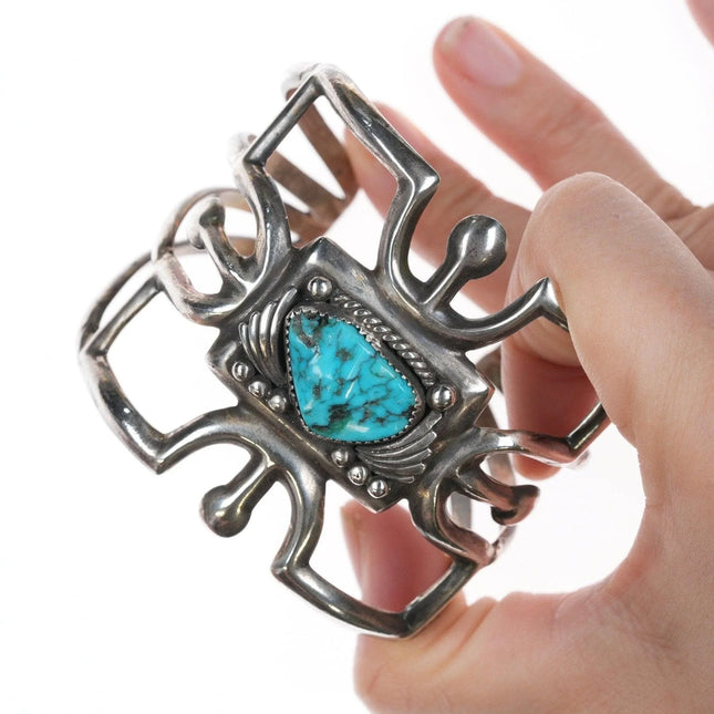 7.25" Vintage Wilson Begay silver and turquoise cuff bracelet - Estate Fresh Austin