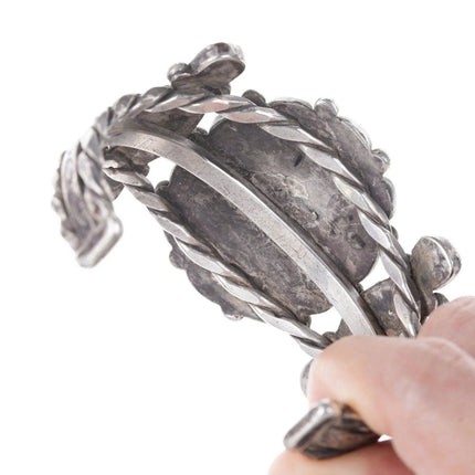 7.5" 30's-40's Navajo Silver Turquoise cluster bracelet 4 - Estate Fresh Austin