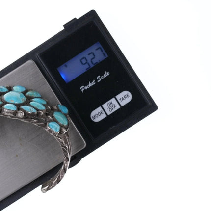 7.5" 30's-40's Navajo Silver Turquoise cluster bracelet 4 - Estate Fresh Austin