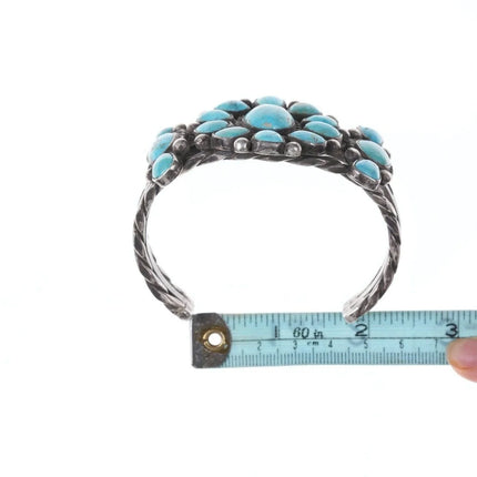 7.5" 30's-40's Navajo Silver Turquoise cluster bracelet 4 - Estate Fresh Austin