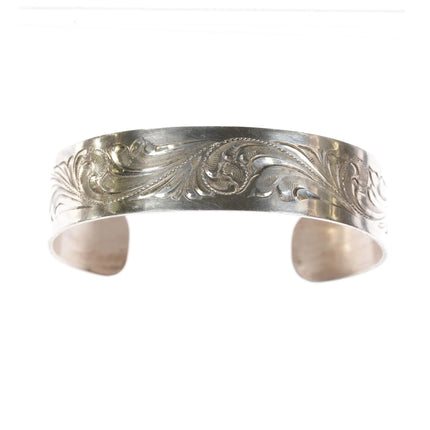7.5" Big Bend Saddlery Hand Engraved sterling cuff bracelet - Estate Fresh Austin