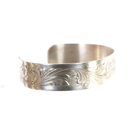 7.5" Big Bend Saddlery Hand Engraved sterling cuff bracelet - Estate Fresh Austin