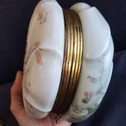 7.5" c.1890 Wavecrest Dresser Box Hand Painted Flowers 4" tall - Estate Fresh Austin