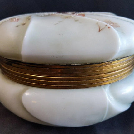 7.5" c.1890 Wavecrest Dresser Box Hand Painted Flowers 4" tall - Estate Fresh Austin