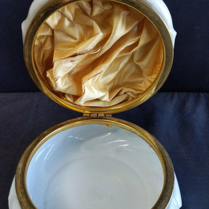 7.5" c.1890 Wavecrest Dresser Box Hand Painted Flowers 4" tall - Estate Fresh Austin