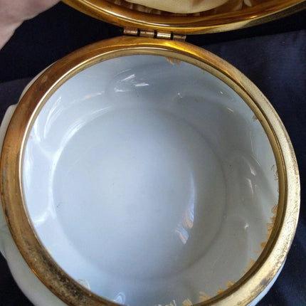 7.5" c.1890 Wavecrest Dresser Box Hand Painted Flowers 4" tall - Estate Fresh Austin