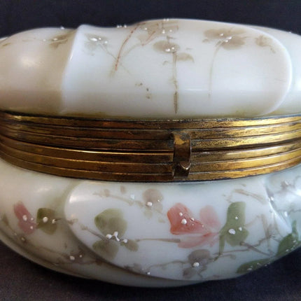 7.5" c.1890 Wavecrest Dresser Box Hand Painted Flowers 4" tall - Estate Fresh Austin