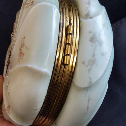 7.5" c.1890 Wavecrest Dresser Box Hand Painted Flowers 4" tall - Estate Fresh Austin