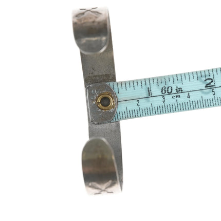 7.5" c1930's Navajo Curio whirling logs stamped silver cuff bracelet - Estate Fresh Austin