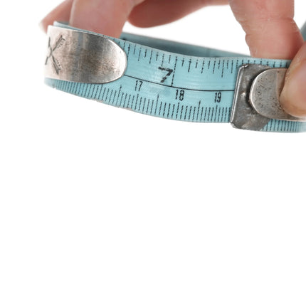 7.5" c1930's Navajo Curio whirling logs stamped silver cuff bracelet - Estate Fresh Austin