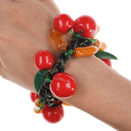 7.5" c1940's Bakelite fruit salad charm bracelet - Estate Fresh Austin