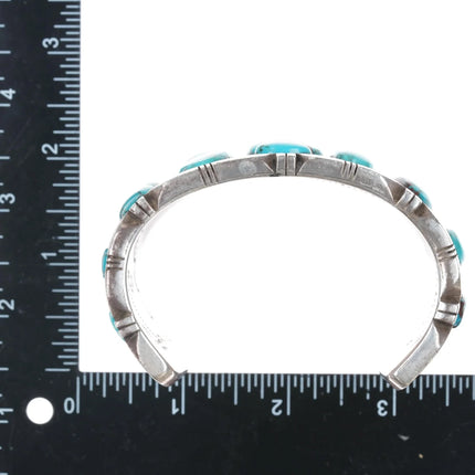 7.5" Clarence Chama Navajo Interior stamped high grade turquoise cuff bracelet - Estate Fresh Austin