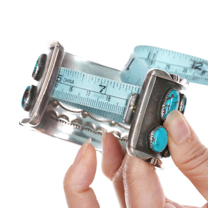 7.5" Clarence Chama Navajo Interior stamped high grade turquoise cuff bracelet - Estate Fresh Austin