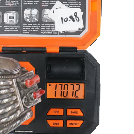 7.5" Delores Paul Yazzie (1935-2024) Navajo silver #8 Turquoise coral cuff bracelet - Estate Fresh Austin