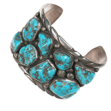 7.5" Eugene & Yvonne Mahooty Zuni Cuff bracelet with chunky turquoise - Estate Fresh Austin