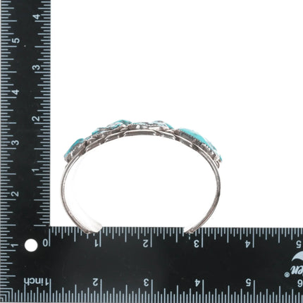 7.5" Eugene & Yvonne Mahooty Zuni Cuff bracelet with chunky turquoise - Estate Fresh Austin