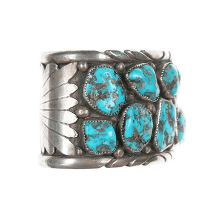 7.5" Eugene & Yvonne Mahooty Zuni Cuff bracelet with chunky turquoise - Estate Fresh Austin