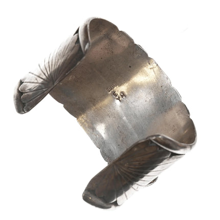 7.5" Eugene & Yvonne Mahooty Zuni Cuff bracelet with chunky turquoise - Estate Fresh Austin