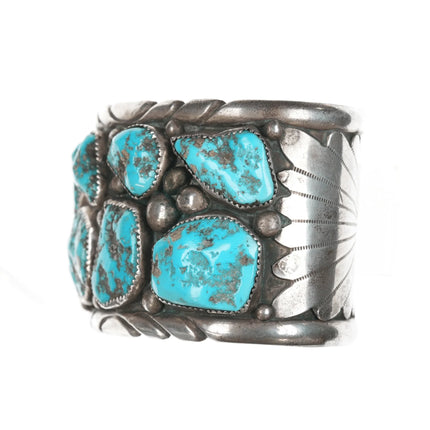 7.5" Eugene & Yvonne Mahooty Zuni Cuff bracelet with chunky turquoise - Estate Fresh Austin