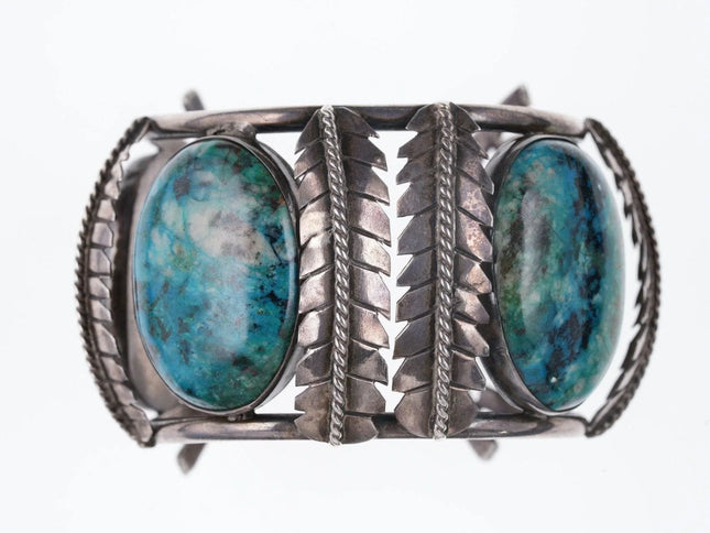 7.5" Large Vintage Native American Sterling silver cuff bracelet - Estate Fresh Austin