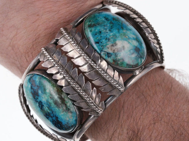 7.5" Large Vintage Native American Sterling silver cuff bracelet - Estate Fresh Austin