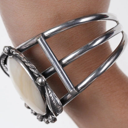 7.5" Native American Sterling silver and abalone cuff bracelet - Estate Fresh Austin