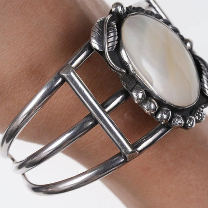 7.5" Native American Sterling silver and abalone cuff bracelet - Estate Fresh Austin