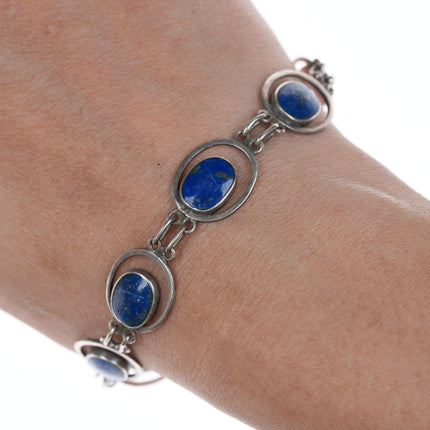 7.5" Retro 950 silver and lapis bracelet - Estate Fresh Austin