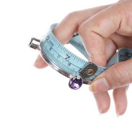 7.5" Retro Charles Albert Sterling Amethyst, Topaz, Peridot, and Aquamarine bangle bracelet - Estate Fresh Austin