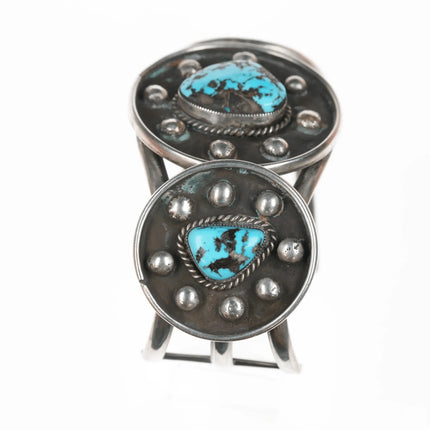 7.5" Vintage Native American sterling and turquoise cuff bracelet - Estate Fresh Austin