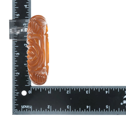 7.75" c1940's Carved Olive green bakelite bangle - Estate Fresh Austin