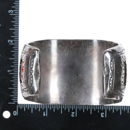 7.75" Huge Sterling Morenci Turquoise, coral Navajo watch cuff bracelet Elgin watch - Estate Fresh Austin