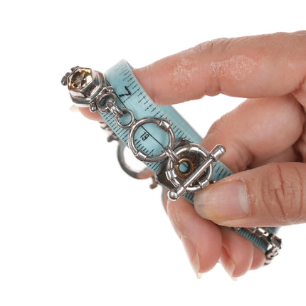 7.75" Retro Sterling byzantine gemset bracelet - Estate Fresh Austin