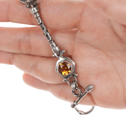 7.75" Retro Sterling byzantine gemset bracelet - Estate Fresh Austin