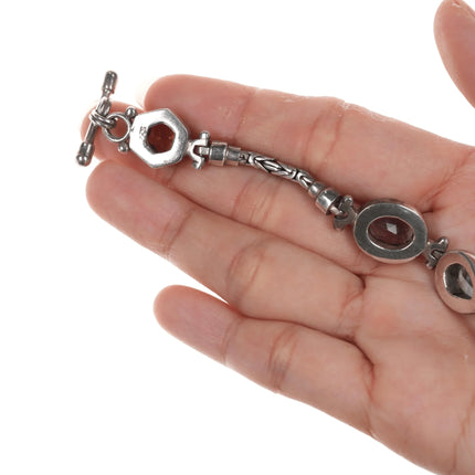 7.75" Retro Sterling byzantine gemset bracelet - Estate Fresh Austin