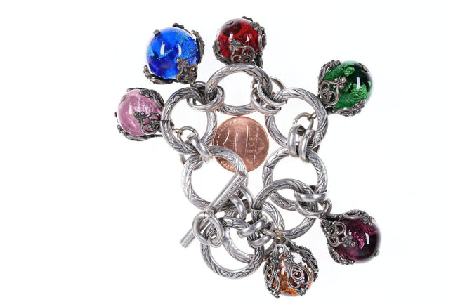 7.75" Vintage French Art glass beads costume jewelry bracelet - Estate Fresh Austin